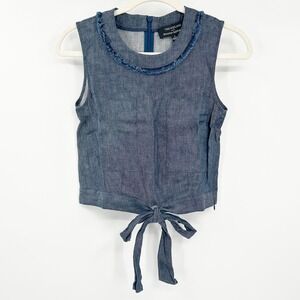 Timo Weiland x Banana Republic Linen Tie Front Top Womens Blue Chambray‎ Size 0